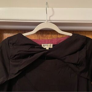 Ethos-brand new long sleeve shirt in black with some plum; size large